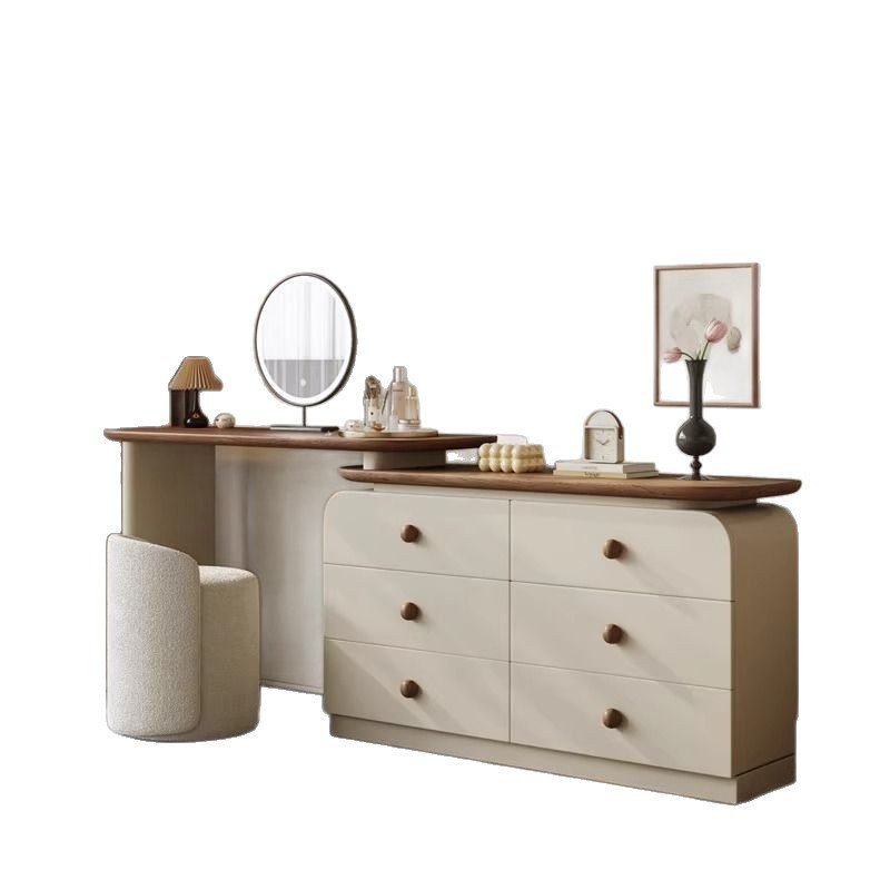 Medieval Style All Solid Wood Painted Dressing Table Dressing Table Cupboard Integrated Walnut 2025 New Style Accessible Luxury