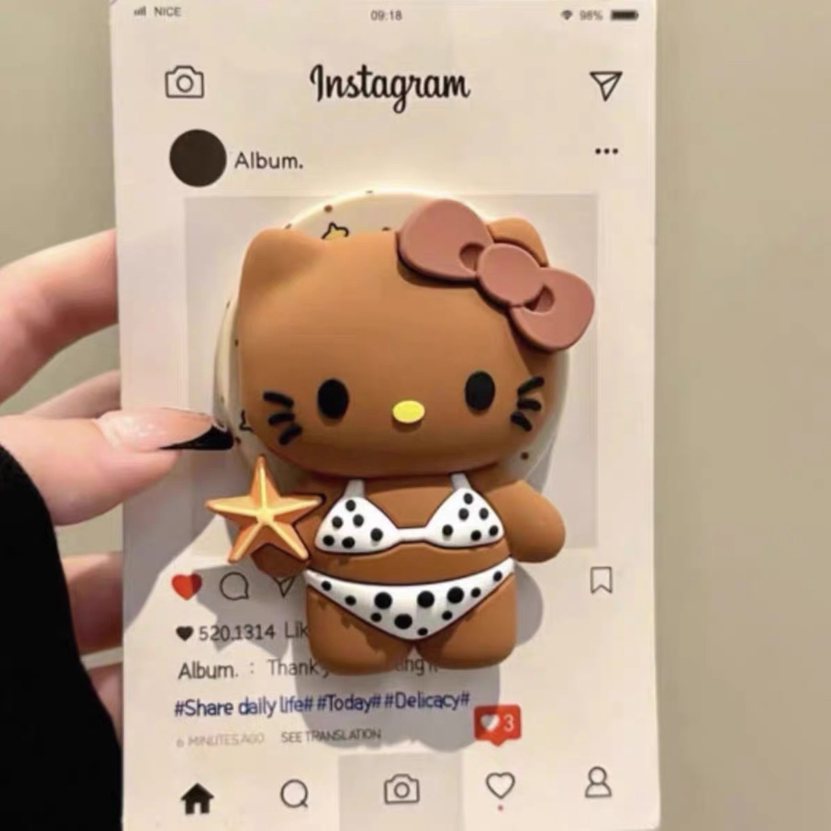 Three-Dimensional Cartoon Silicone Kitty Cat Suitable for Magsafe Magnetic Holder with Strong Adsorption and Retractable Desktop Airbag