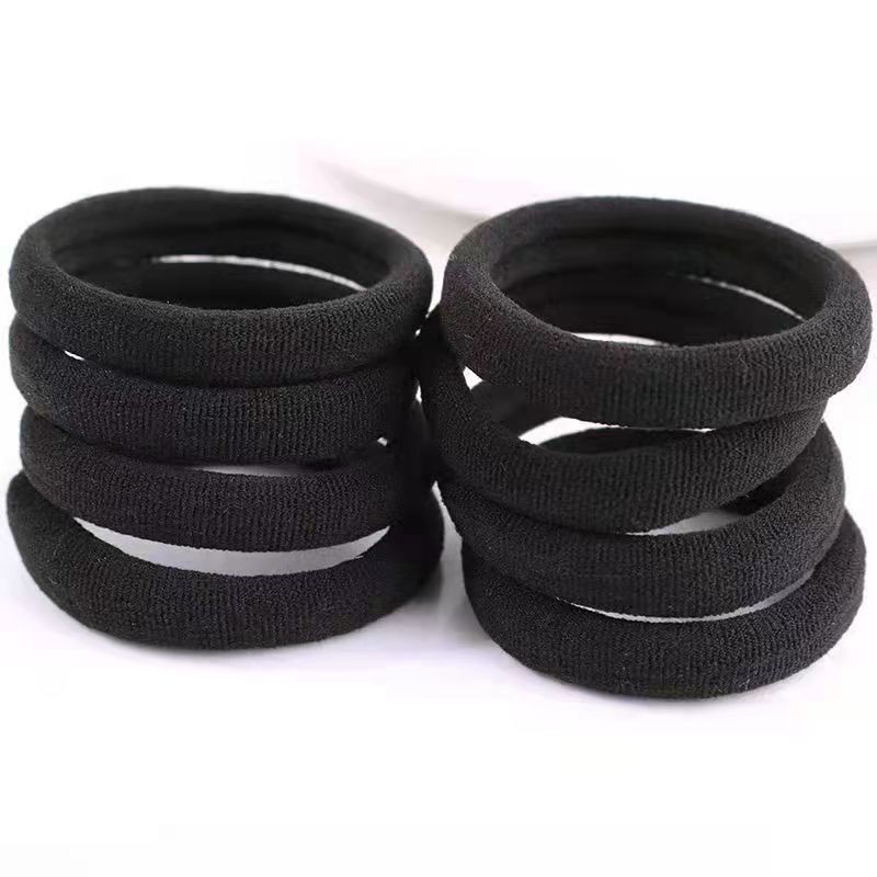 Basic 4CM5CM base adult black towel ring high elastic ponytail hair ring girl temperament headband
