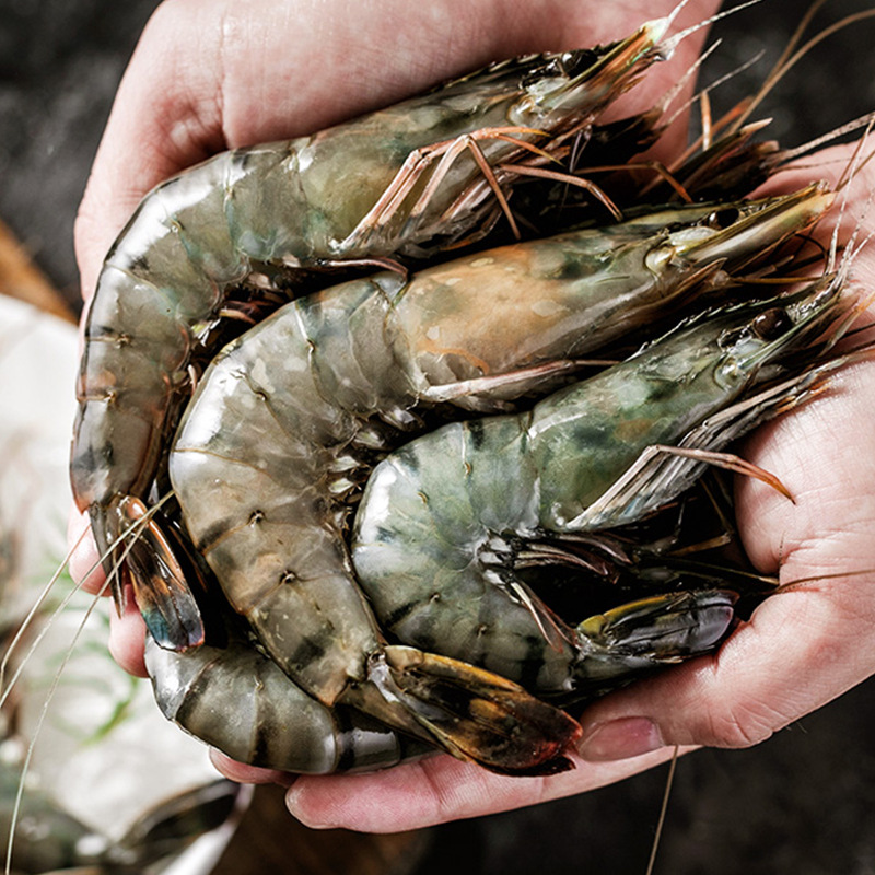 Black Tiger Shrimp, Extra Large Fresh Tiger Shrimp, Fresh Tiger Shrimp, Quick-Frozen Seafood, Bamboo Nine-Section Shrimp, Commercial Wholesale