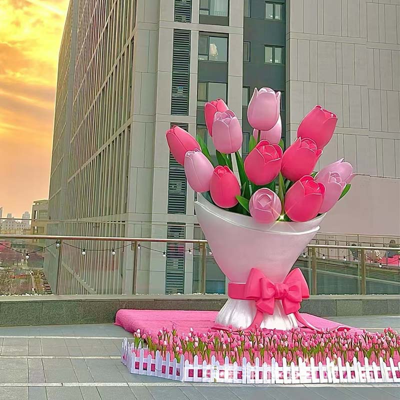 Large glass fiber reinforced plastic simulation bouquet model sculpture ornaments outdoor garden landscape park forest scenic spot punch card beauty Chen