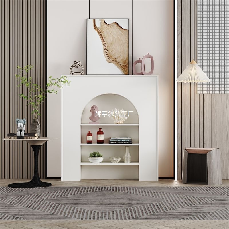 French-Style Living Room Fireplace Live Broadcast Room Decorative Cabinet Nordic White Display Entryway Cabinet American-Style Storage Rack Simple