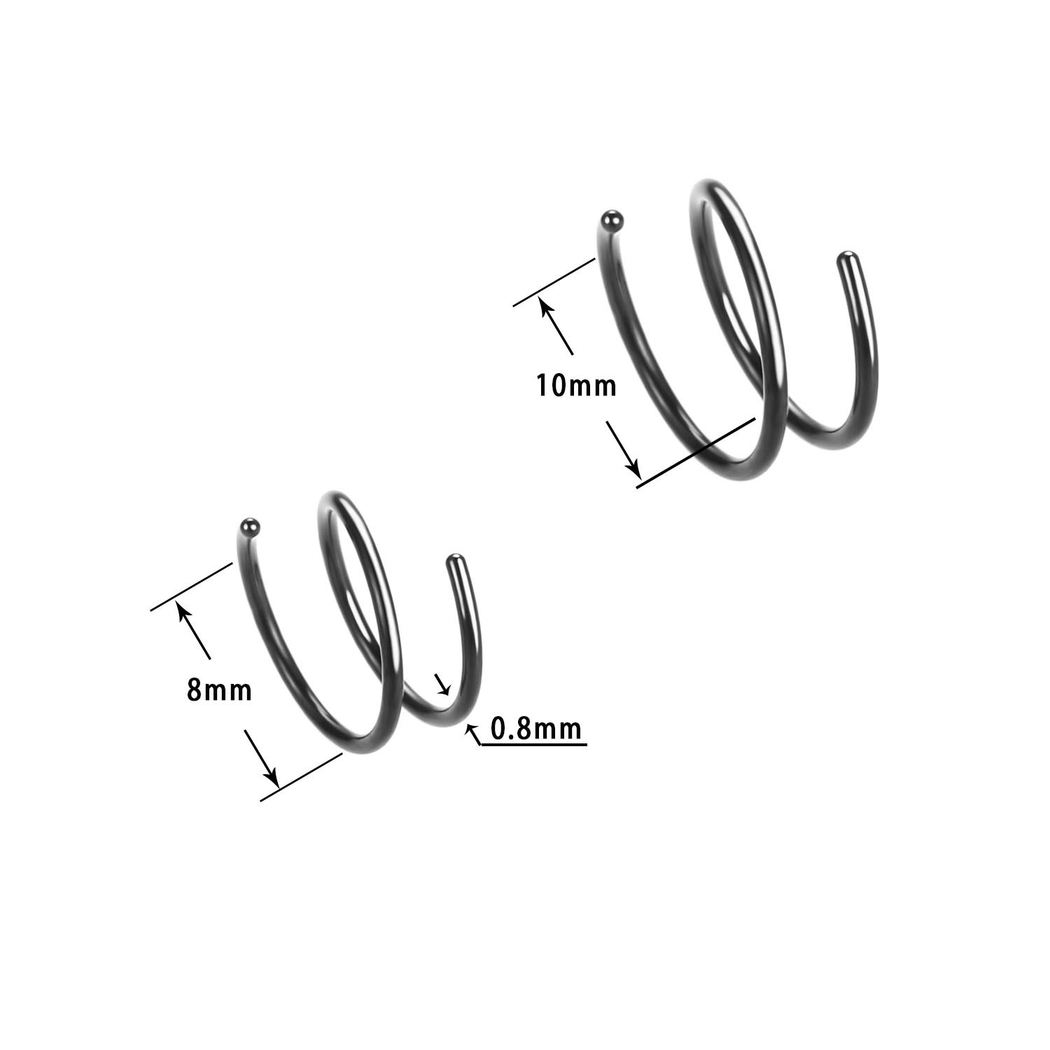 Stainless Steel Double Nose Ring Earrings Lip Ring European and American Popular High Street Style Piercing Jewelry Manufacturer Ready for Direct Sales