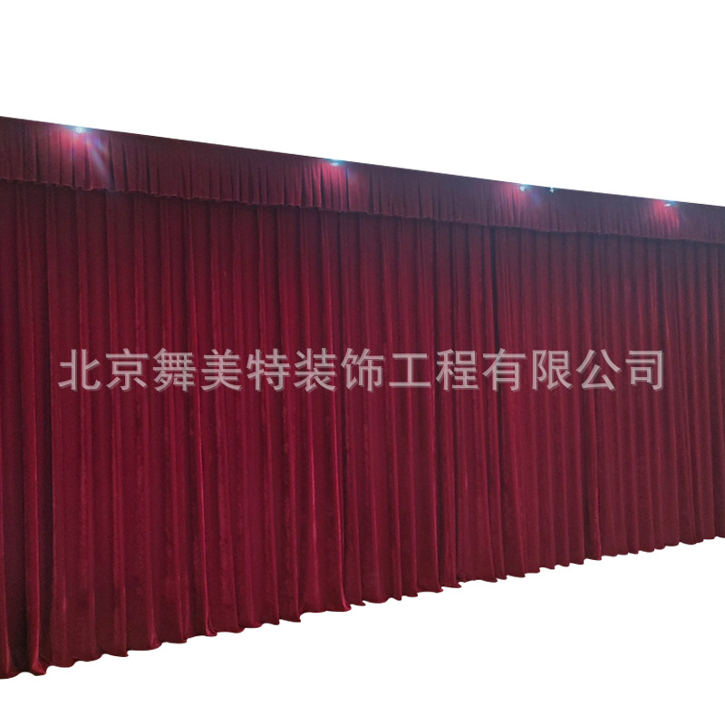 Customized Stage Curtain Black Velvet Background Cloth Thickeneded Red Gold Velvet Wedding Conference Curtain Electric Curtain