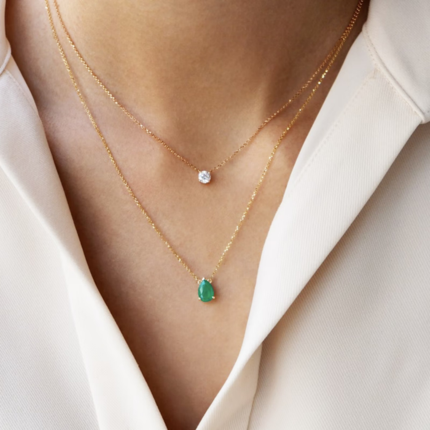 18K Gold Pt950 Simple Four-Claw 1 Carat Cultivated Diamond Pendant Necklace Set Synthetic Diamond Necklace