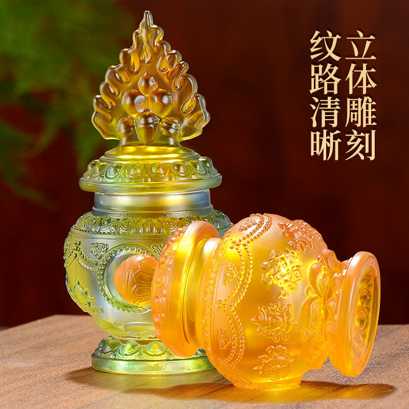 Treasure Bottle of the God of Wealth Buddha Pre-offering Glass Modern Eight Auspicious Ornaments Supplies Seven Treasure Bottle Supplies