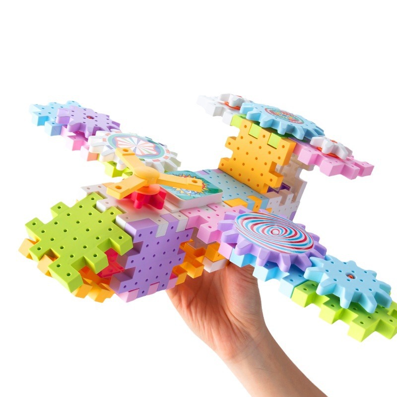 Varied Building Blocks Electric Paradise Gear Rotating Toys Assembled Large Particle Building Blocks Children's Educational Creative Gift