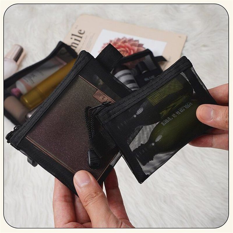 Transparent Mesh Cosmetic Bag, Small Portable, Simple Carry-On Large-Capacity Storage Bag, Storage Toiletry and Cosmetic Bag