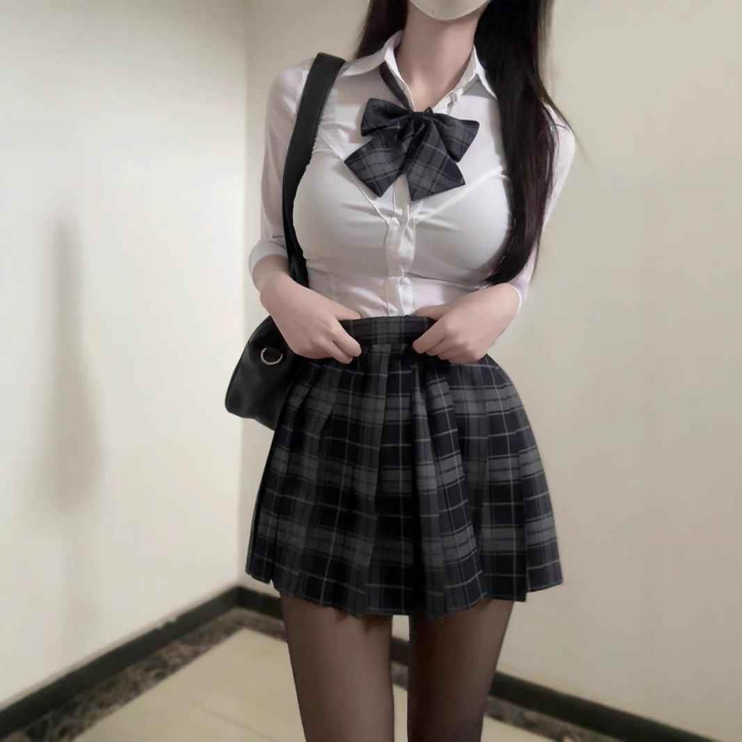 Jk Uniform Tight Waist Shirt Top Short Sleeve Original Genuine Academy Style Slim Fit Slim White Shirt Spice suit