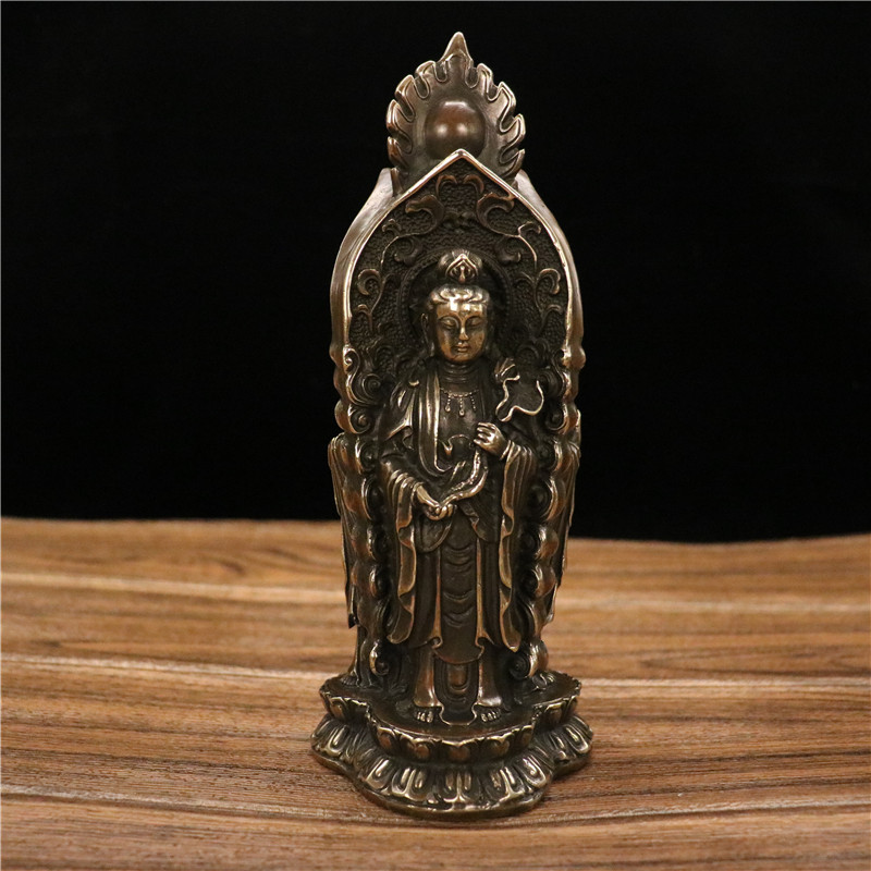 Bronze Three Saints Three-Faced Buddha Statue Shakyamuni Buddha Guanyin Ksitigarbha Bodhisattva Buddha Hall Statue
