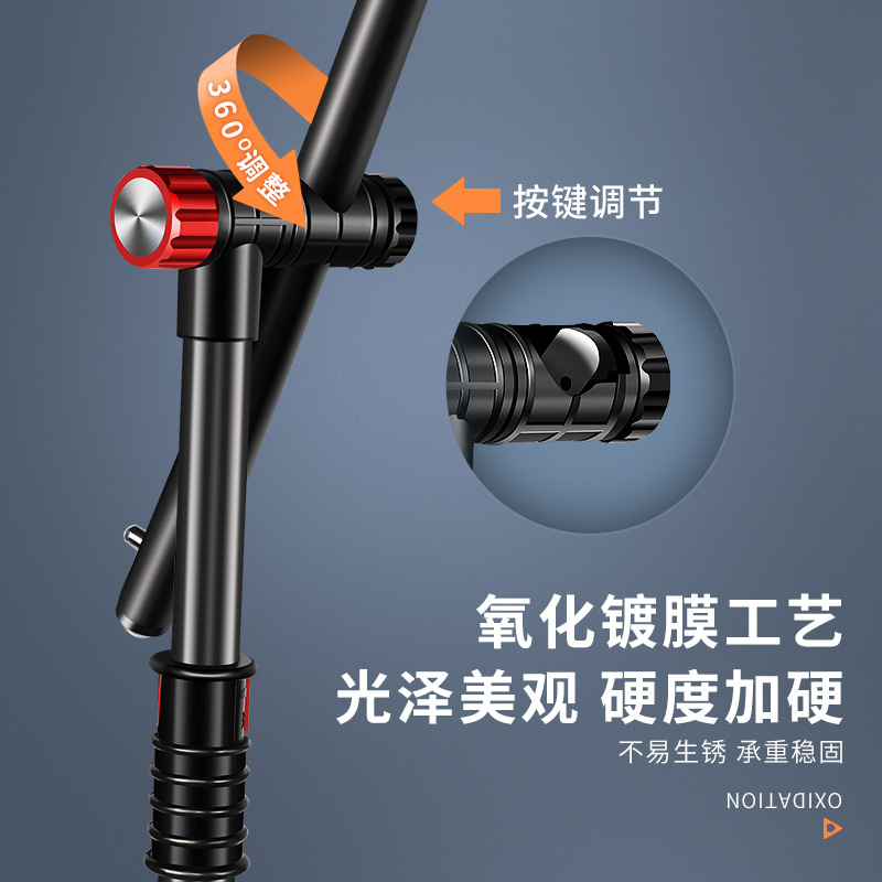 New Crutch Fishing Umbrella Universal Large Fishing Umbrella Thickened Black Rubber Walking Stick Umbrella Anti-Rainstorm Sun Protection Sunshade Umbrella Fishing Tackle