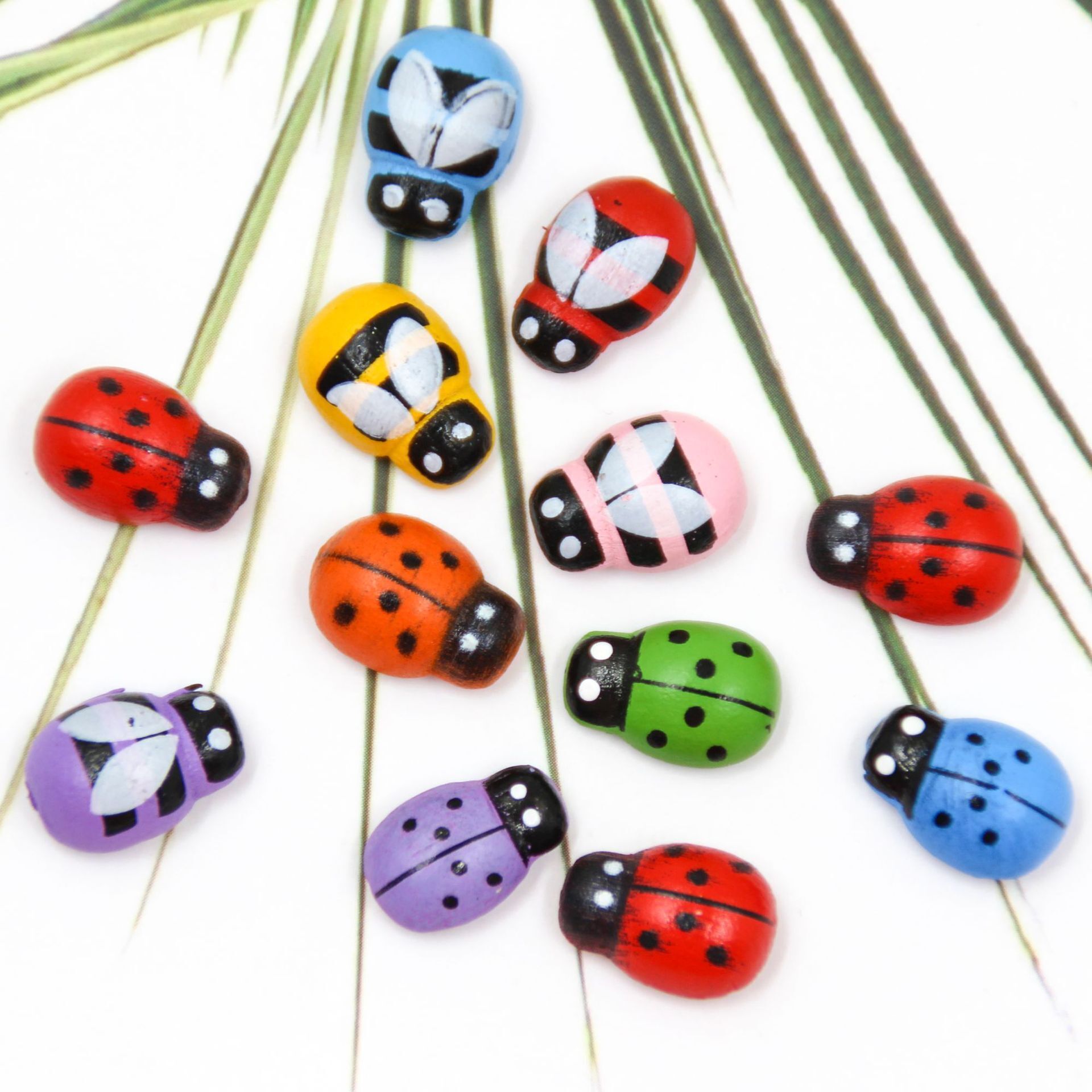 Wood bee beetle Coccinella septempunctata Moss micro landscape jewelry children's DIY accessories wood home craft