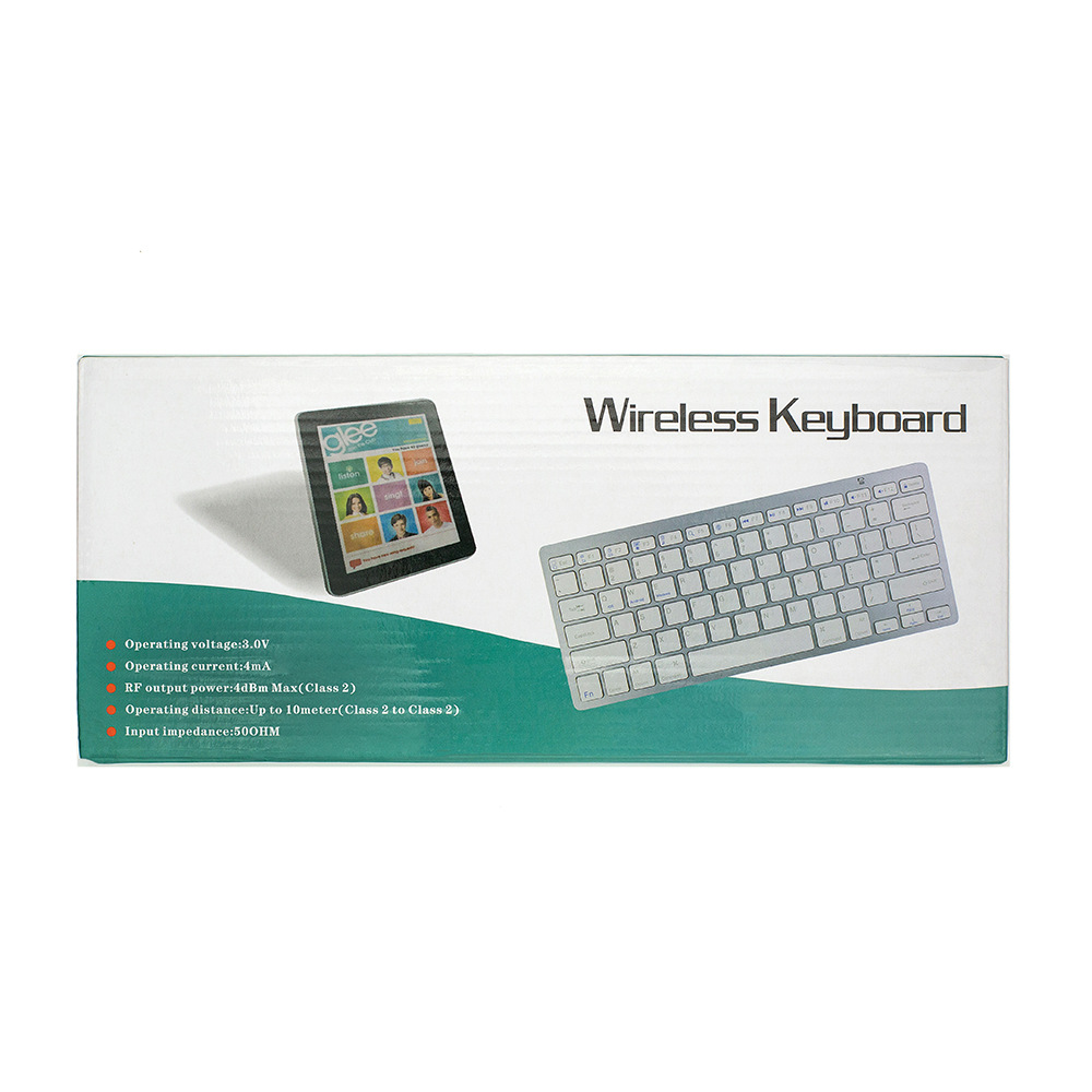 Manufacturer in stock promotion wireless keyboard tablet Bluetooth keyboard silver white English version