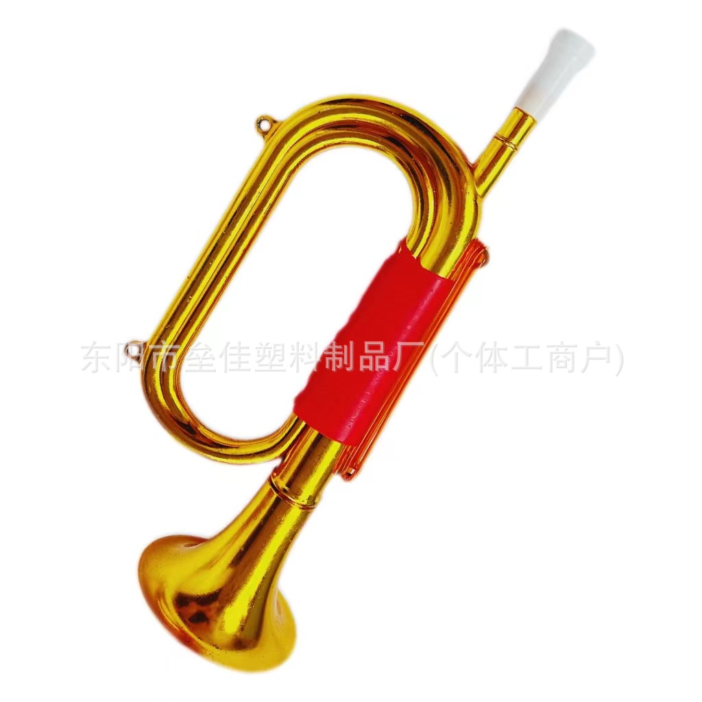 Golden Trumpet Kidsren's Assault Trumpet Stage Performance Red Army Performance Props Plastic Toy Electroplated Trumpet Trumpet
