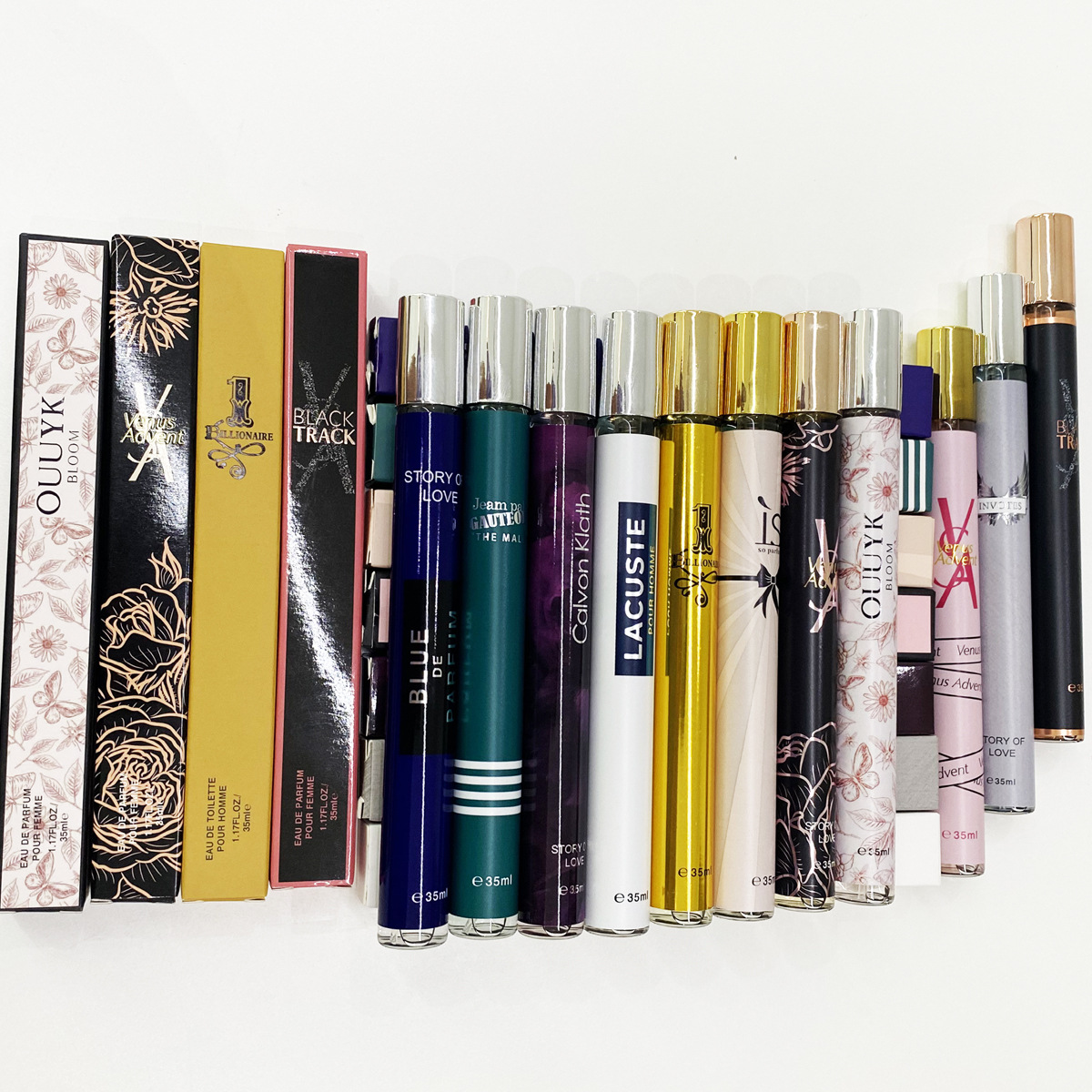 Cross-Border Women's Perfume Test Tube Men's European and American Africa Southeast Asia Arabian Middle Eastern Blue 35ml Pull Tube Neutral