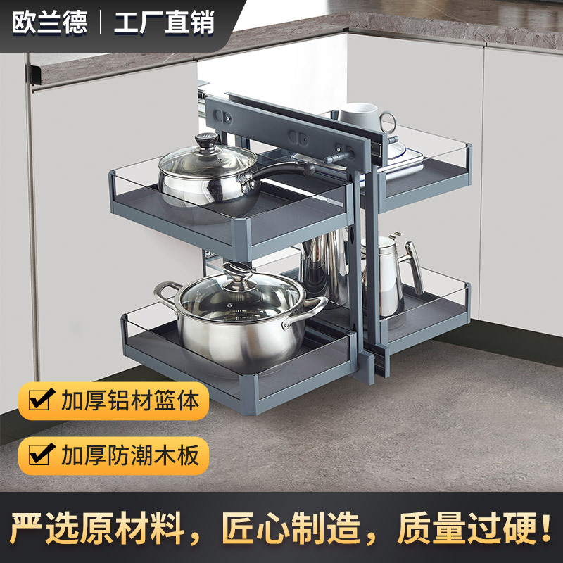Corner Pull Basket Kitchen Corner Cabinet Pull Basket Pull Basket Cabinet Built-In Rack Pot Rack Drawer-Type Corner Storage Rack