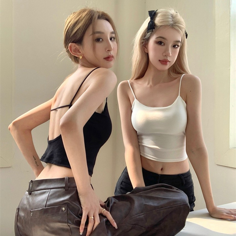 Camisole tube top women's bra with chest pad one-piece inner wear hot girl short sports top ins fashion