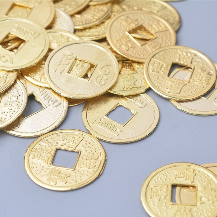 Alloy 2.4cm Dragon and Phoenix Copper Money Metal Crafts Five Emperors Money Recruiting Antique Coin New Year Chinese Knot Pendant