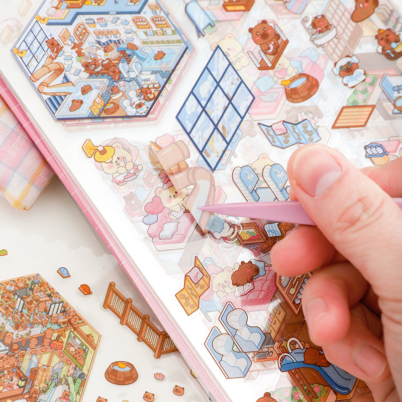 Microscale Scene Collection This Landscaping Sticker This Large 3D Hut Stacked Sticker Decorative Material High Color Value