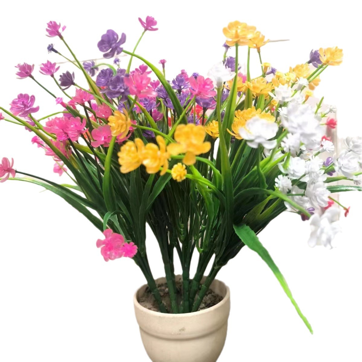 7 Artificial Spring Grass Tea Flower and Baby's Breath Home Decor Indoor Ornaments, Artificial Flowers for Decoration, Customizable for Office Use