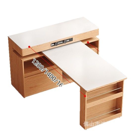 Nordic Small Apartment Solid Wooden Island Table Telescopic Dining Table Household Mid-ancient Style Rock Board Rotating Multifunctional Simple Bar Table