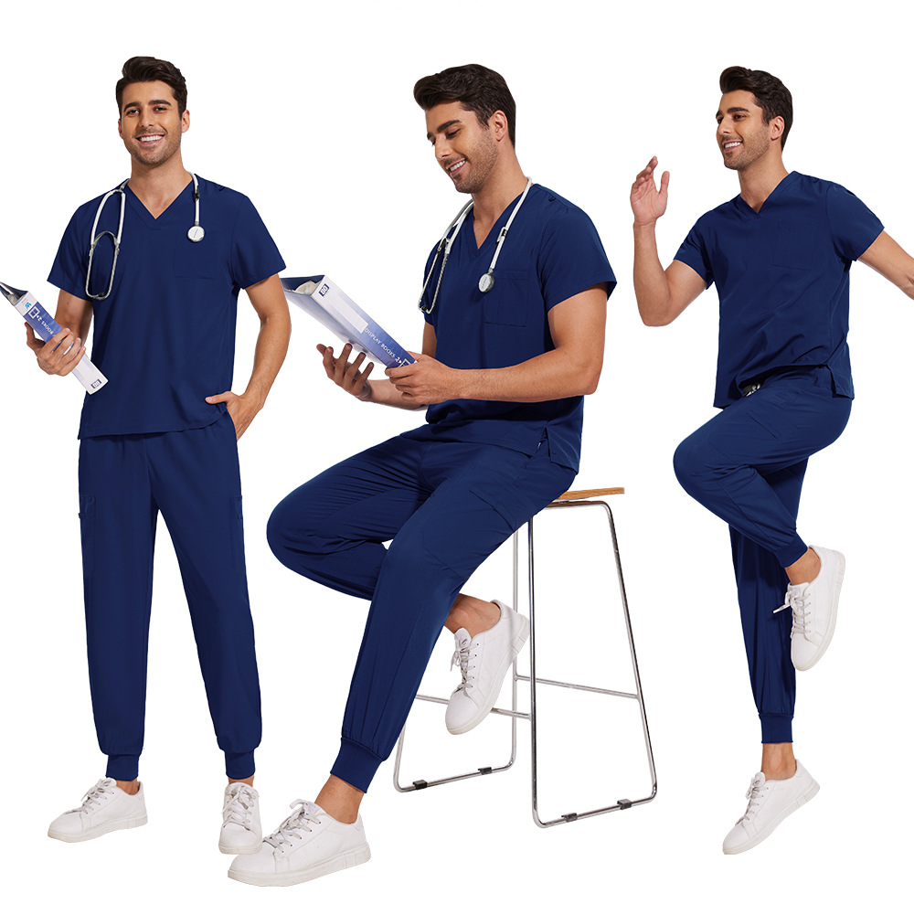Men's and women's doctors and nurses frosted suit V-neck thin comfortable breathable nurse cap work uniform niaahinn