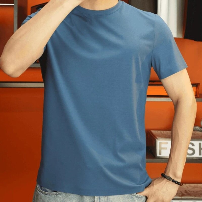 3447 Original Summer New Solid Color Short-sleeved T-shirt Men's Fashionable Breathable T-shirt