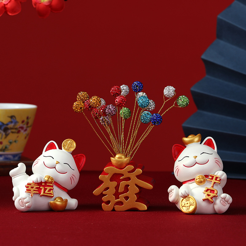 Lucky Cat Home Decoration Office Desktop Opening Ceremony Entrance Storage Housewarming Decoration Festive Gift National Trend Style