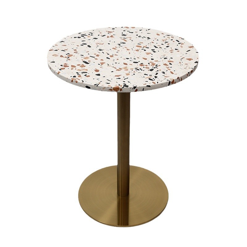Nordic Style Terrazzo Small Round Table, Popular on Instagram, Coffee Shop Meeting Table, Balcony Leisure Light Luxury Decorative Round Table