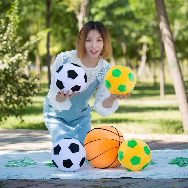 Cross-border simulation football basketball billiards volleyball plush toys creative spherical dolls for children ornaments wholesale