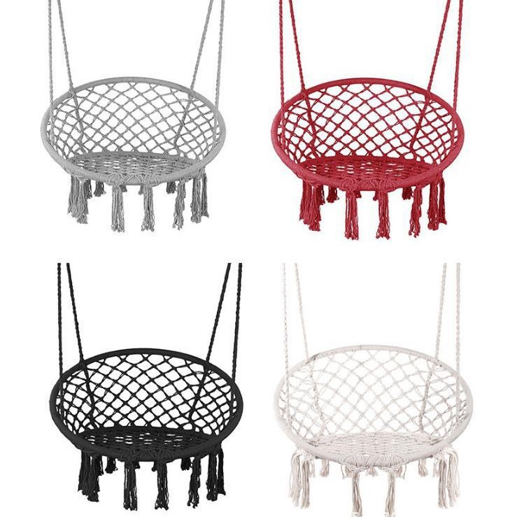 Wholesale Ins Scandinavian Style Internet Celebrity Hanging Basket Outdoor Cotton Rope Hanging Chair Balcony Cradle Chair Indoor B&B Tassel Swing