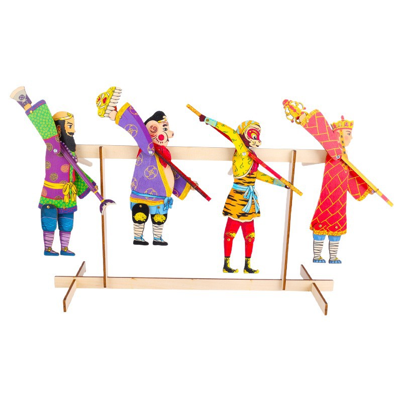 Factory wholesale dynamic wooden shadow play non-heritage cultural creation one-handed shadow man Journey to the West series wooden shadow
