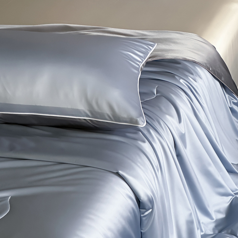 2025 New Lanxia Yunji Silk Cooling Summer Quilt Single Summer Quilt 200*230 Ice Yarn Blue