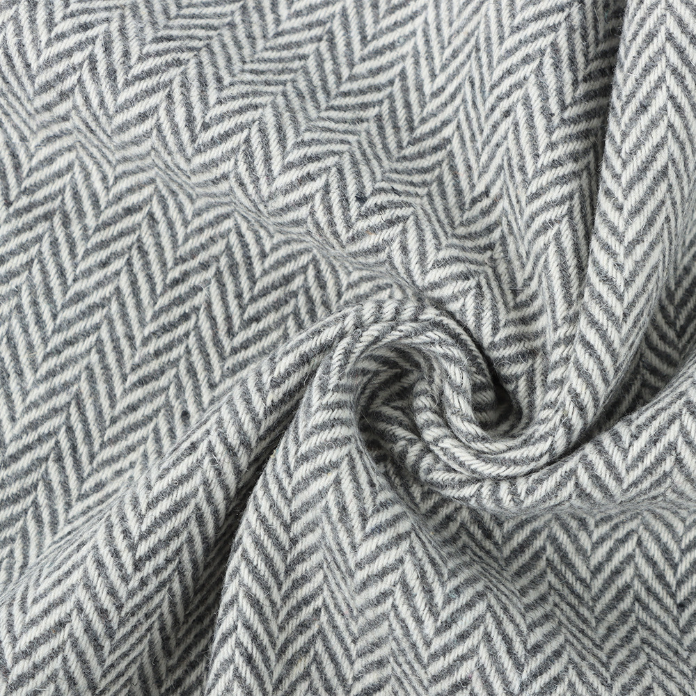 In-Stock Herringbone Wool Coat Coarse Wool Suit Fabric Fashion Women's Dress Casual Coat Fabric