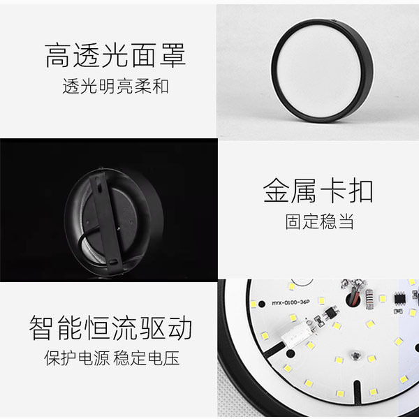LED Ultra-thin Open-mounted Downlight Household Customer Engineering Open-hole-free Downlight Circular Shopping Mall Shops Unowned Lighting