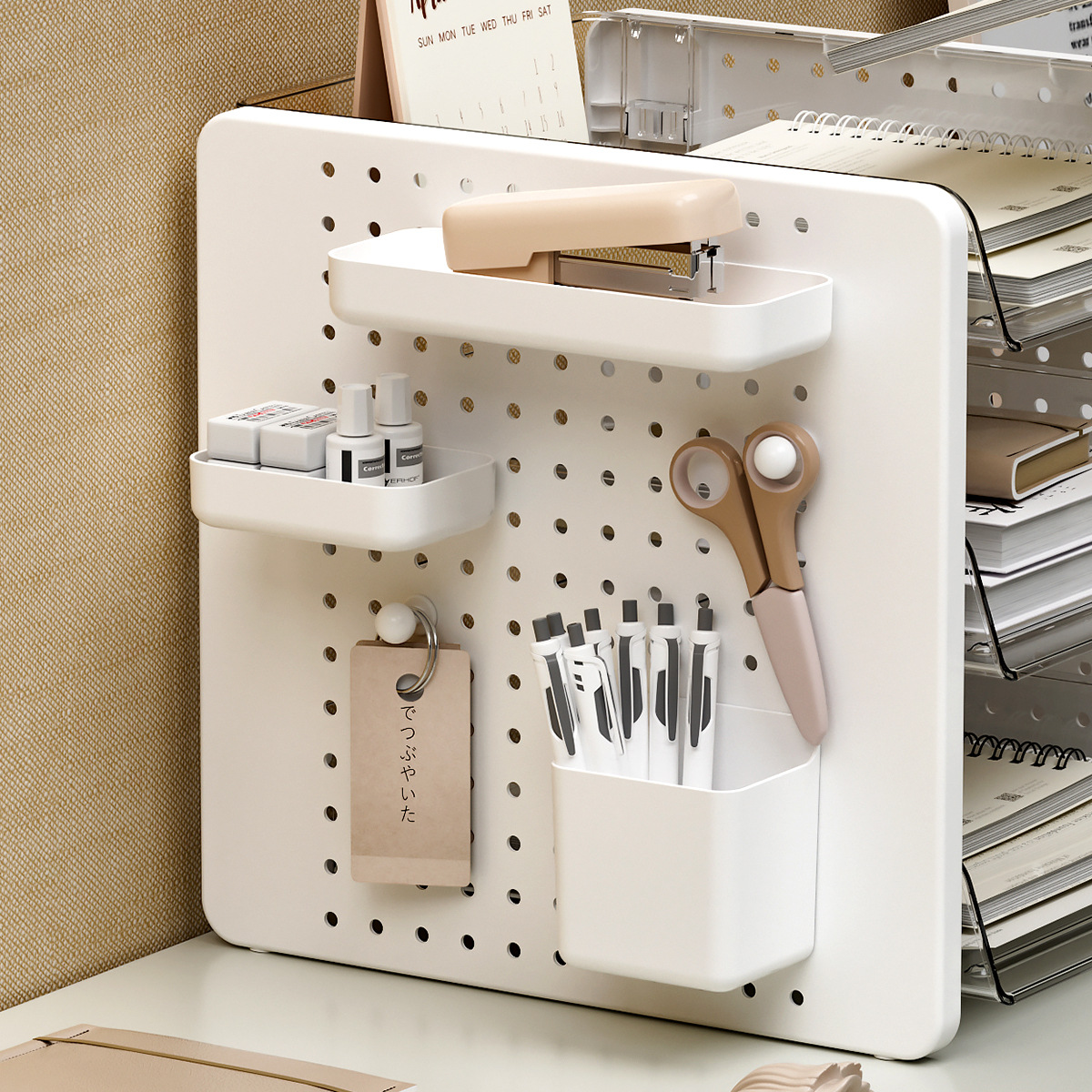 Desktop Storage Shelf Hole Board Dormitory Office Station Artifact Hand-held Display Data File Storage File Rack