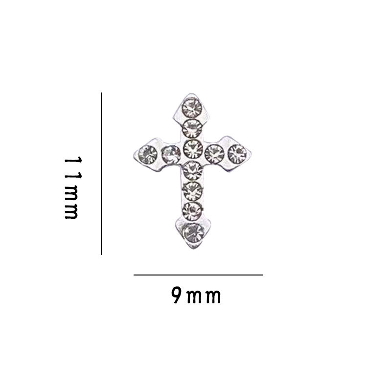 Retro Punk Style Alloy Cross Nail Art Jewelry with Diamond-Encrusted Patches Korean Ins Style Decorative Accessories