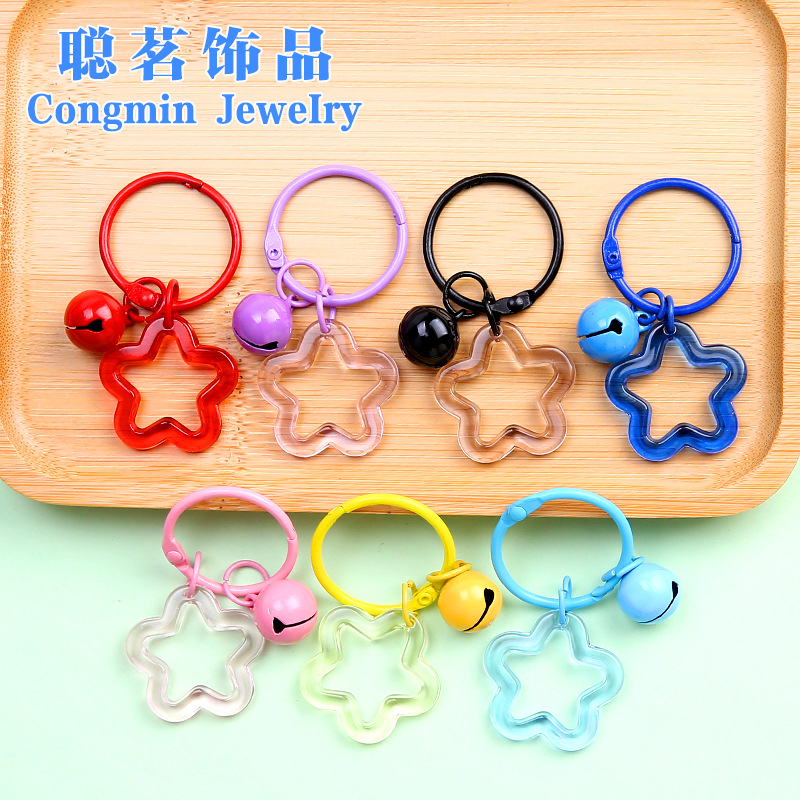 ins Style Small Fresh Colorfulful Card Circle Colorfulful Transparent Cut Out Five-pointed Star Pendant diy Jewelry Accessories Bag Pendant