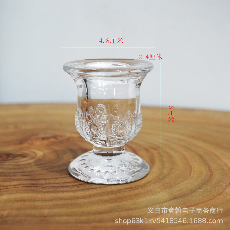 Wholesale Small Flower Bottom Pole Wax Glass Candlestick Glass Wax Table Wedding Western Restaurant Party Desktop Candlestick Ornaments