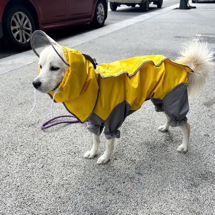 All-Inclusive Dog Raincoat, One-Piece Four-Legged Clothing for Large, Medium and Small Dogs, Reflective Raincoat for Pet Dogs