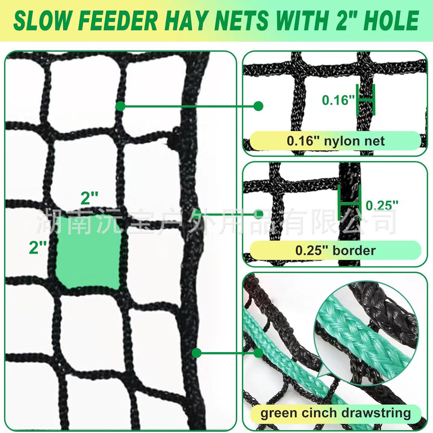 6X6 ft Round Bale Hay Net for Horses and Livestock - Slow Feed Hay Net 5X5Ft