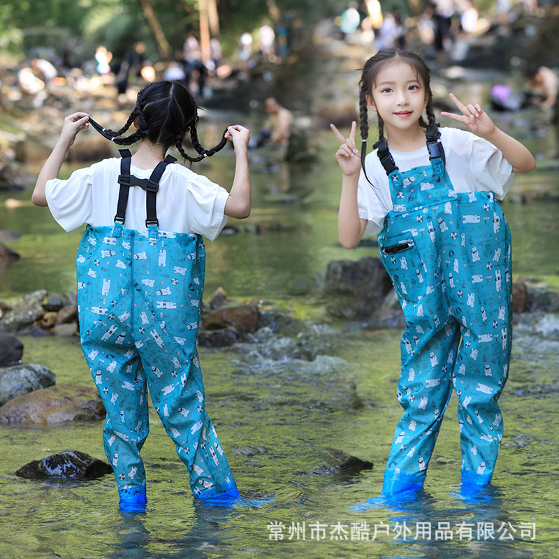 Children's Waterproof Wading Suit for Playing in Water, Suitable for Boys and Girls, Includes Rain Boots and Rain Pants for Full-Body Outdoor Activities