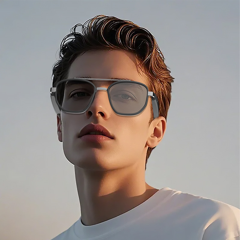 [Ready Stock Wholesale] Gs17 Smart Bluetooth Ai Sunglasses Metal Frame Blackout Private Model Cross-Border Polarized