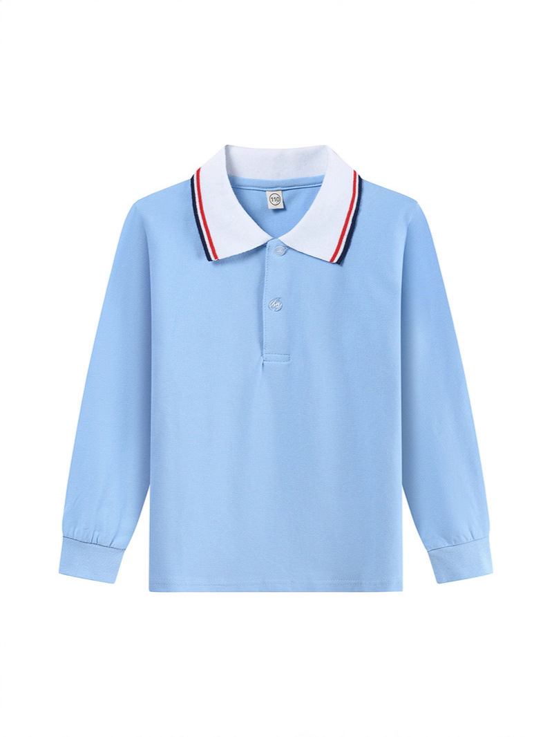 Boys' polo shirt long sleeve T-shirt children's cotton school uniforms girls lapel garden clothes White bottoming shirt a generation of hair