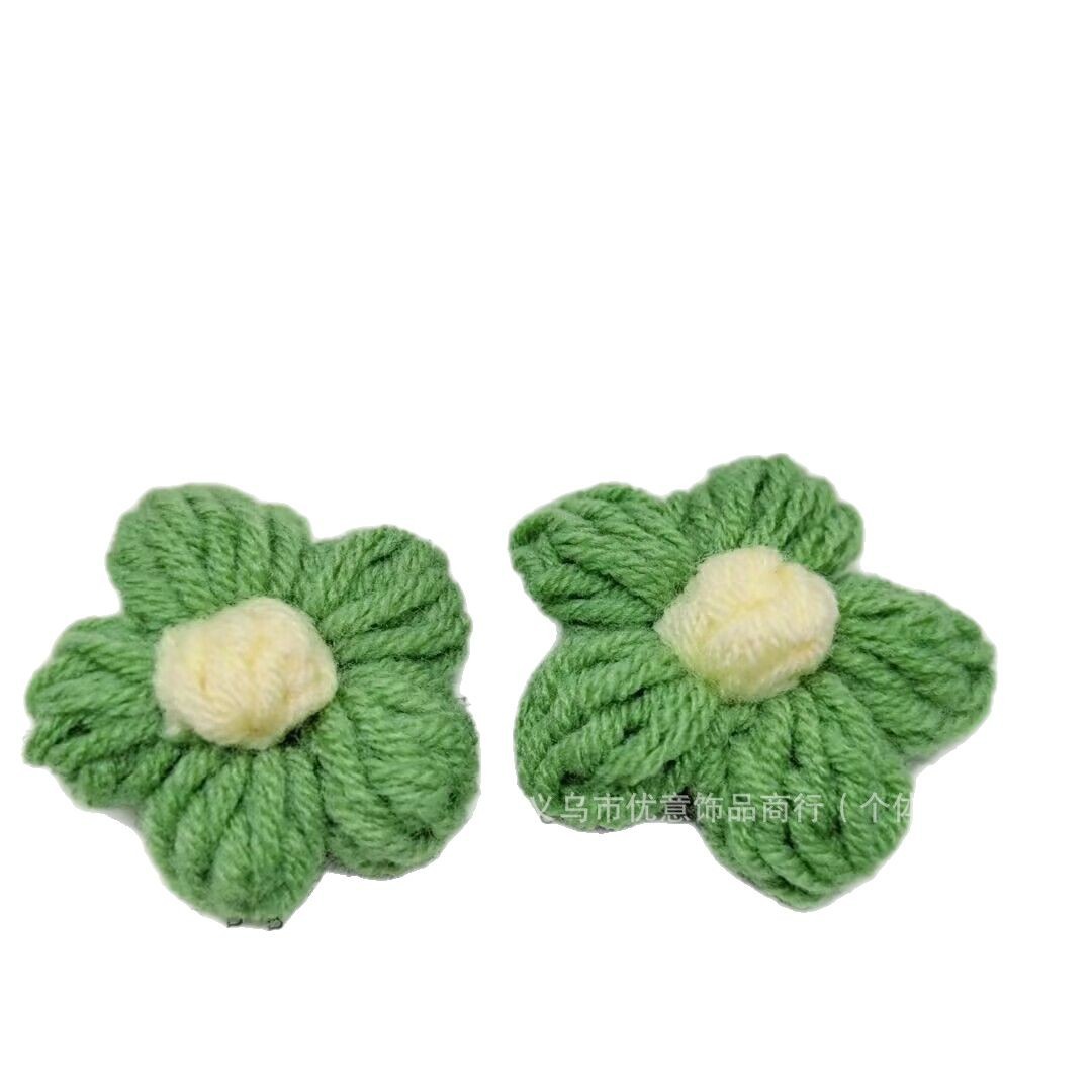 in stock Puff Flower DIY Mirror Transformation Hand-Woven Wool Flower Knitted Small Flower Clothing Bag Accessories