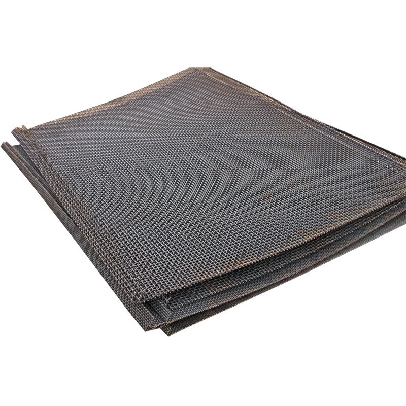 65 manganese steel screen high carbon steel with manganese square hole woven breeding leakage black steel wire filter mine slag screen