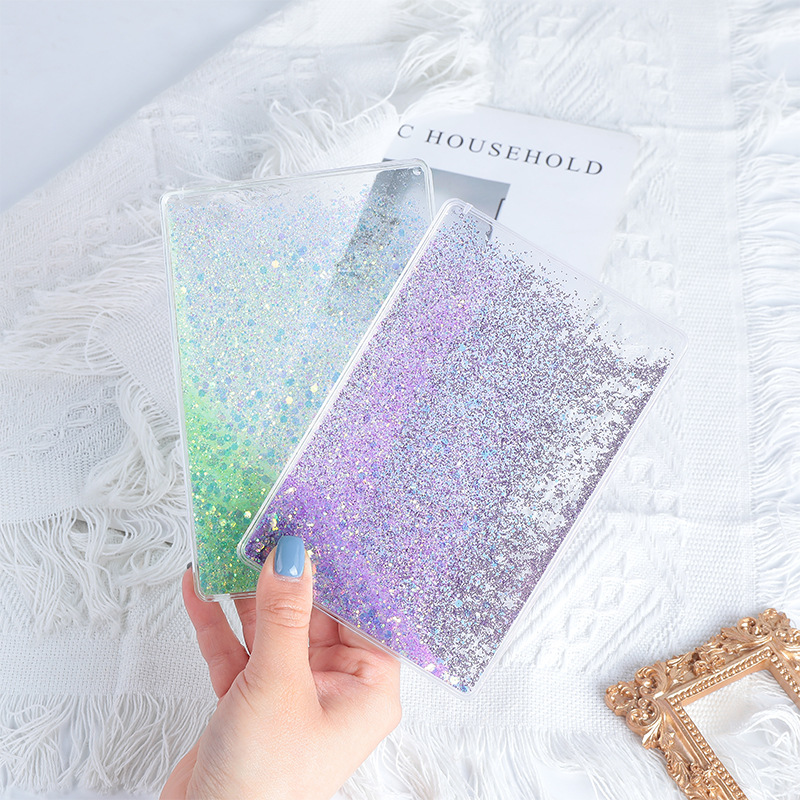 Transparent quicksand goo card brick acrylic D IY hand account sticker mahjong brick color flow hemp goo plate children's gift