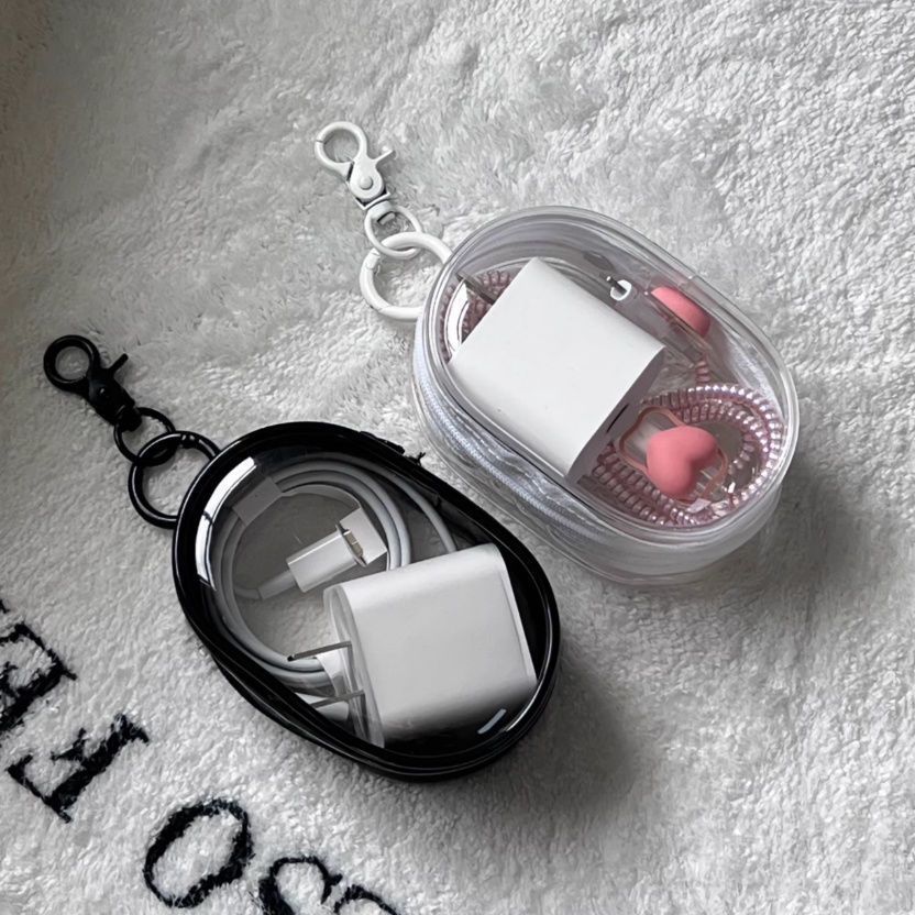 New data cable charger charging transparent storage bag portable go-out headphones storage box cosmetic bag