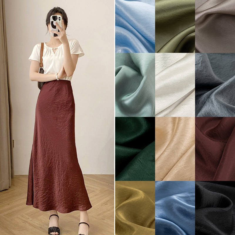 Thin 100% Triacetate Fabric Hand-Grabbed New Chinoiserie Pleated Texture Dress Skirt Shirt Pants Fabric