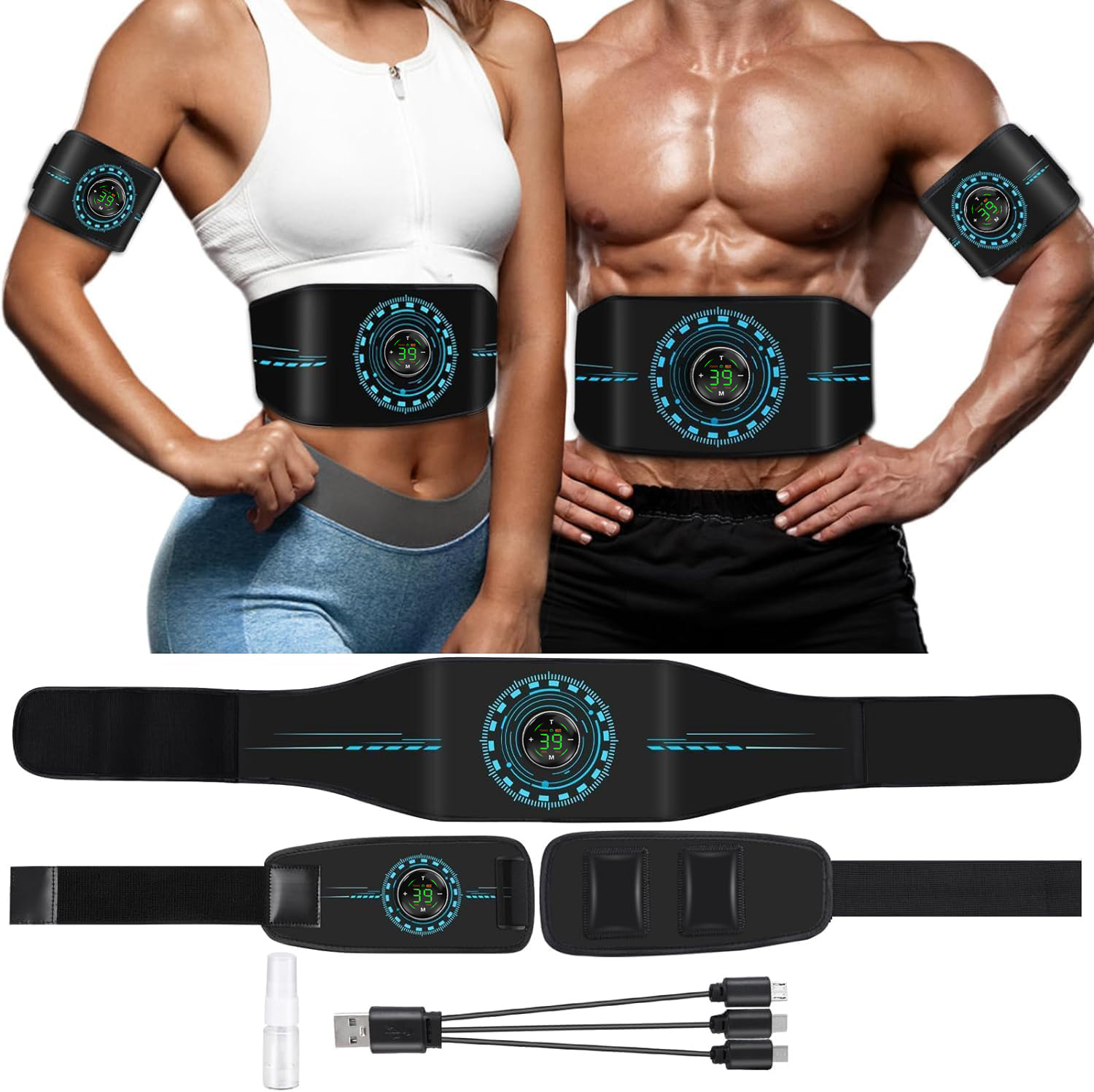 Cross-border intelligent touch screen charging host EMS abdominal fitness instrument home lazy fitness equipment abdominal muscle belt wholesale